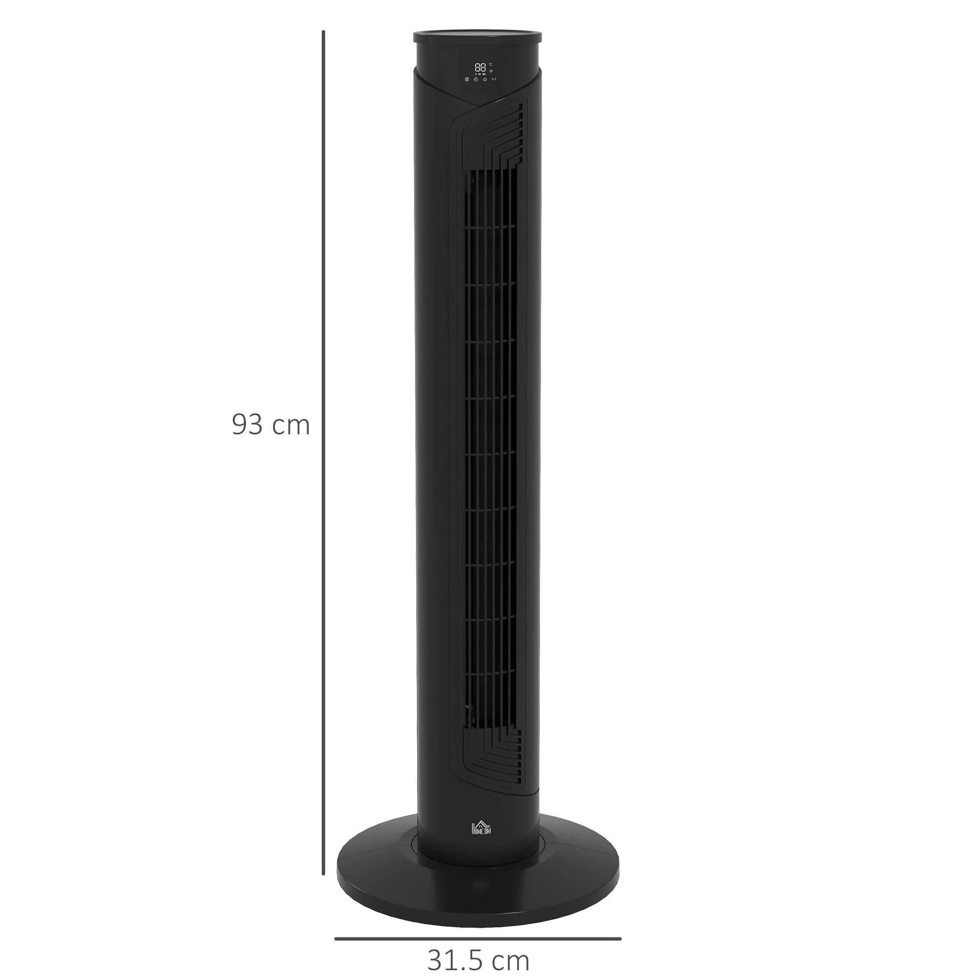45W Tower Fan with 4 Modes and 3 Speeds with 12h Timer, in ABS, Ø31.5x93 cm, Black - Image 3