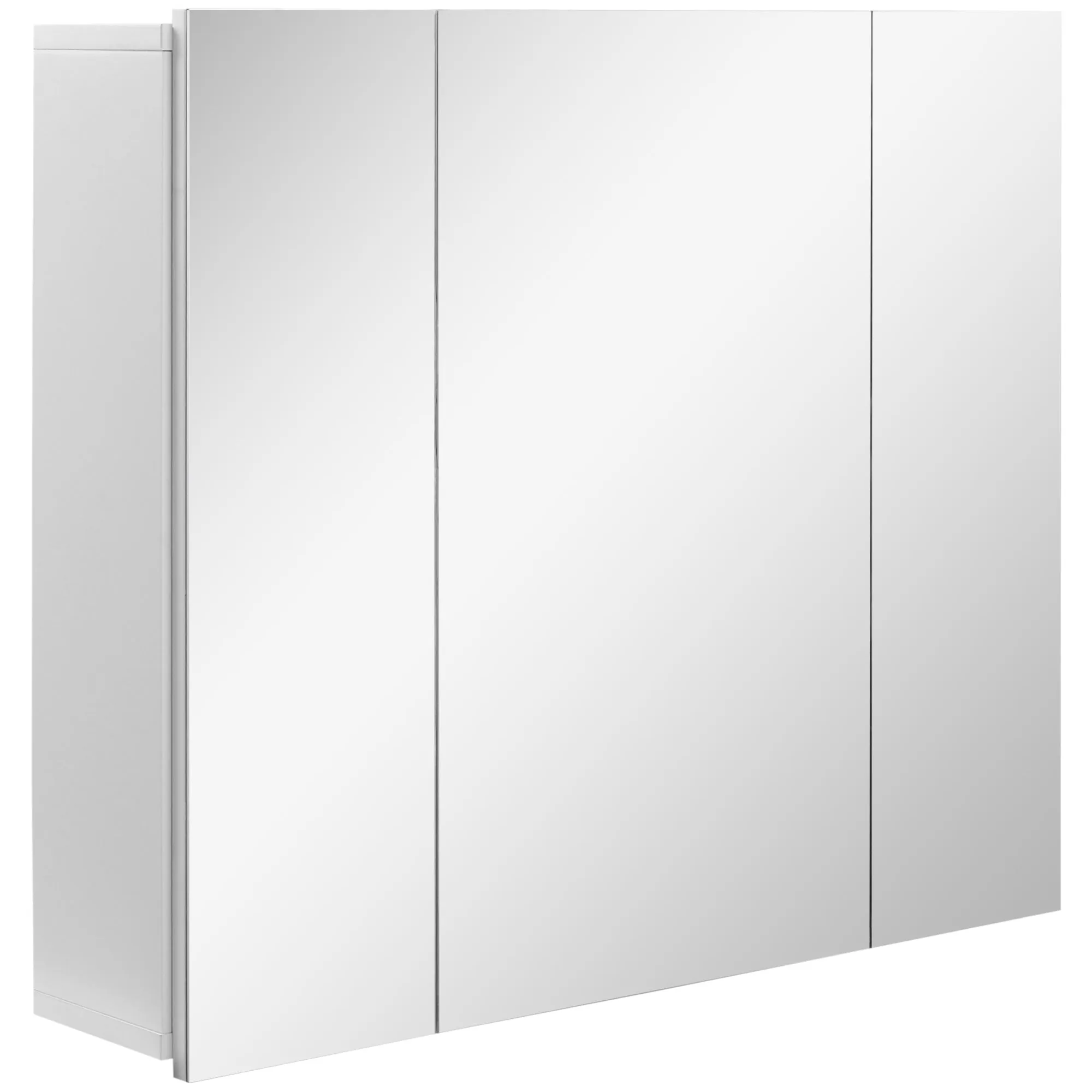 Bathroom Cabinet with 3 Mirrored Doors and Adjustable Shelves, 70x15x60cm, White
