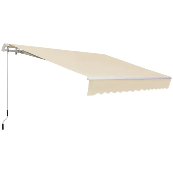 Outdoor Awning with Roller Arms and Crank Opening, 360x250 cm, Cream