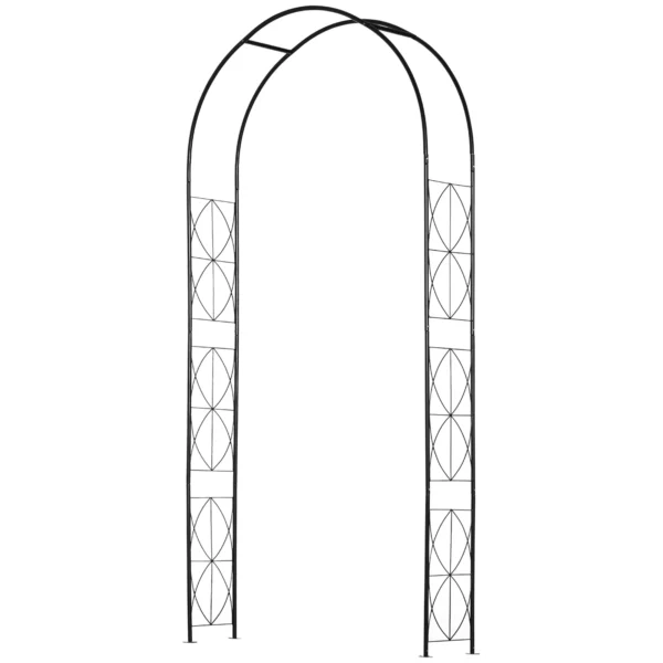 Rose Arch and Support for Climbing Plants in Metal, 114x30x230cm, Black