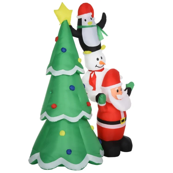 Giant Inflatable Christmas Tree 243cm with LED Lights and Santa Claus, Waterproof Outdoor Christmas Decoration
