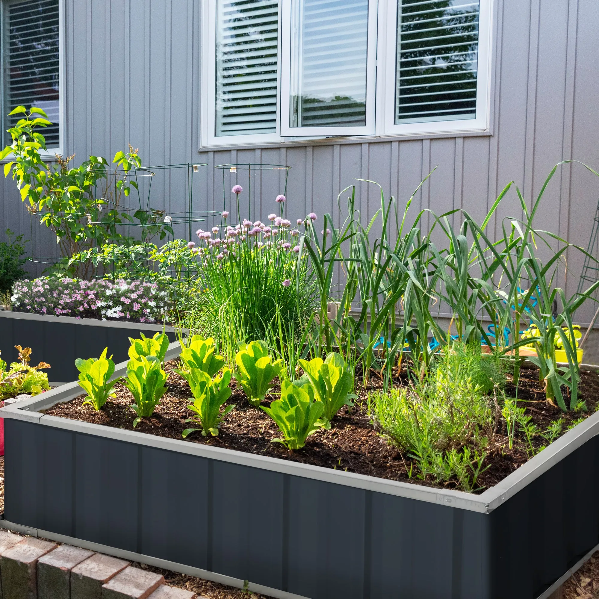 Steel Raised Garden Bed, Open Bottom and Assembly Without Tools, 90x90x30cm - Image 2