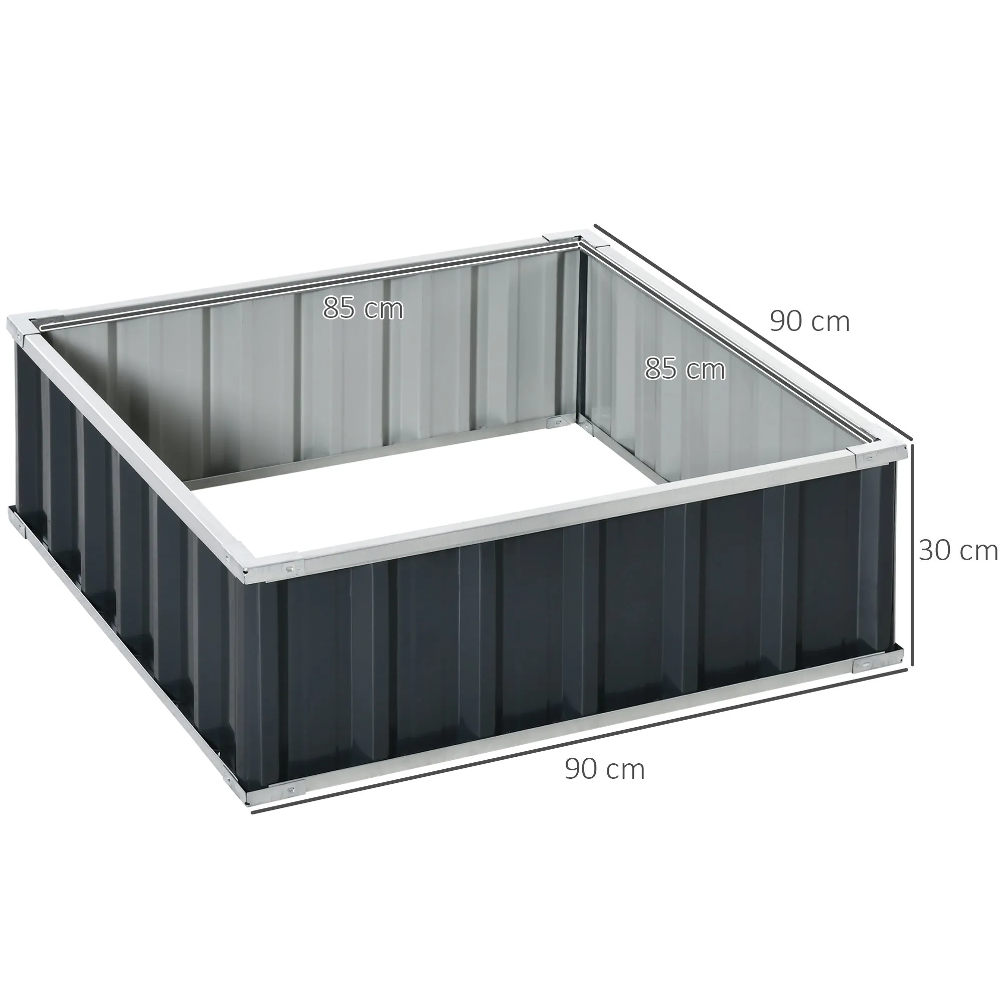 Steel Raised Garden Bed, Open Bottom and Assembly Without Tools, 90x90x30cm - Image 3