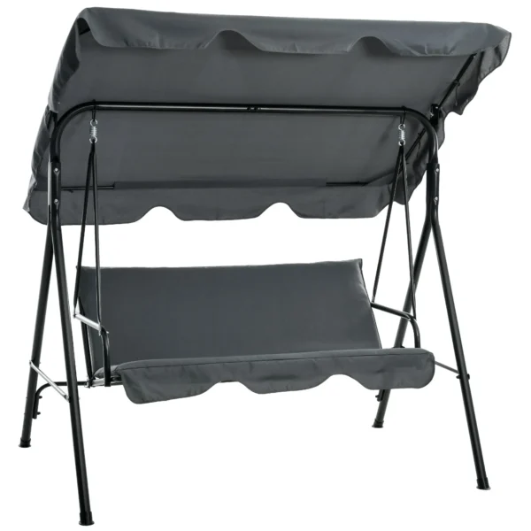 3-Seater Swing with Adjustable Canopy and Cushions, in Steel and Polyester, 172x110x153 cm, Grey
