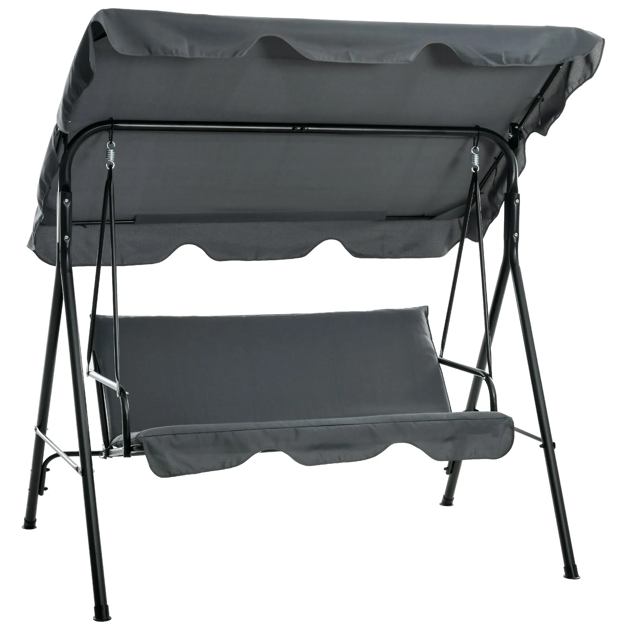 3-Seater Swing with Adjustable Canopy and Cushions, in Steel and Polyester, 172x110x153 cm, Grey