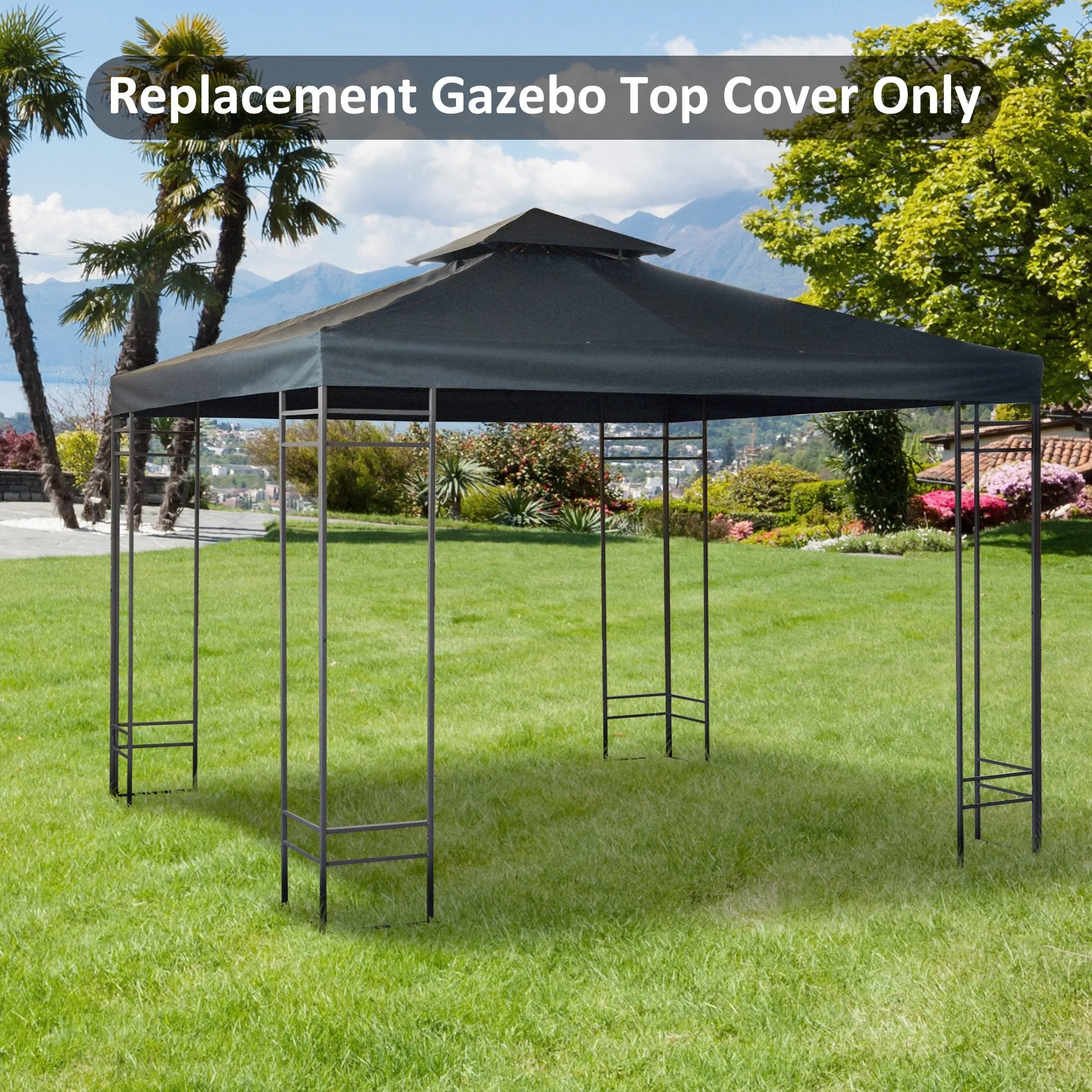 Replacement Roof for Gazebo 3x3m with 2 Levels and UV Resistant, Anthracite Gray - Image 2