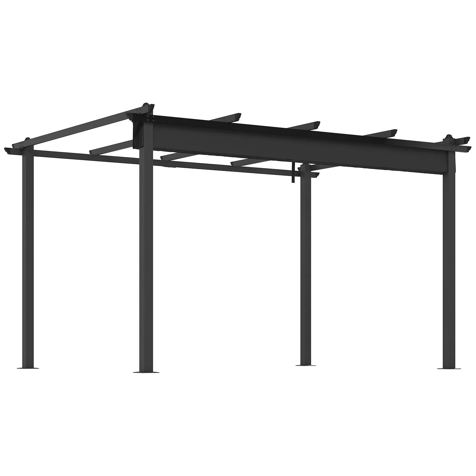 Pergola Gazebo 4x3 m with 8 Drainage Holes, in Aluminum, Metal and Polyester, Dark Gray