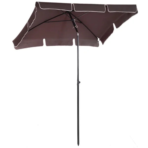 Rectangular and Adjustable Garden Umbrella with Aluminum Pole, 2x1.3x2.5 m, Brown and Black