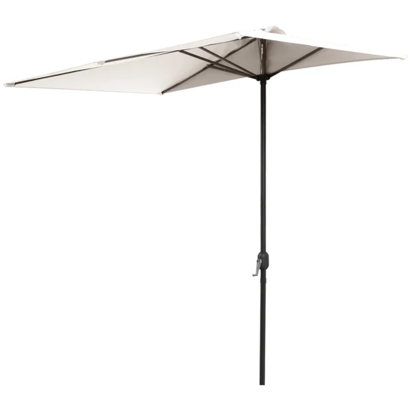 Space-saving Mezzaluna Wall Parasol with Crank Opening, Cream
