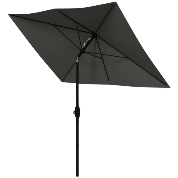 Rectangular Garden Umbrella 2x3 m Tiltable with Crank Opening, Gray