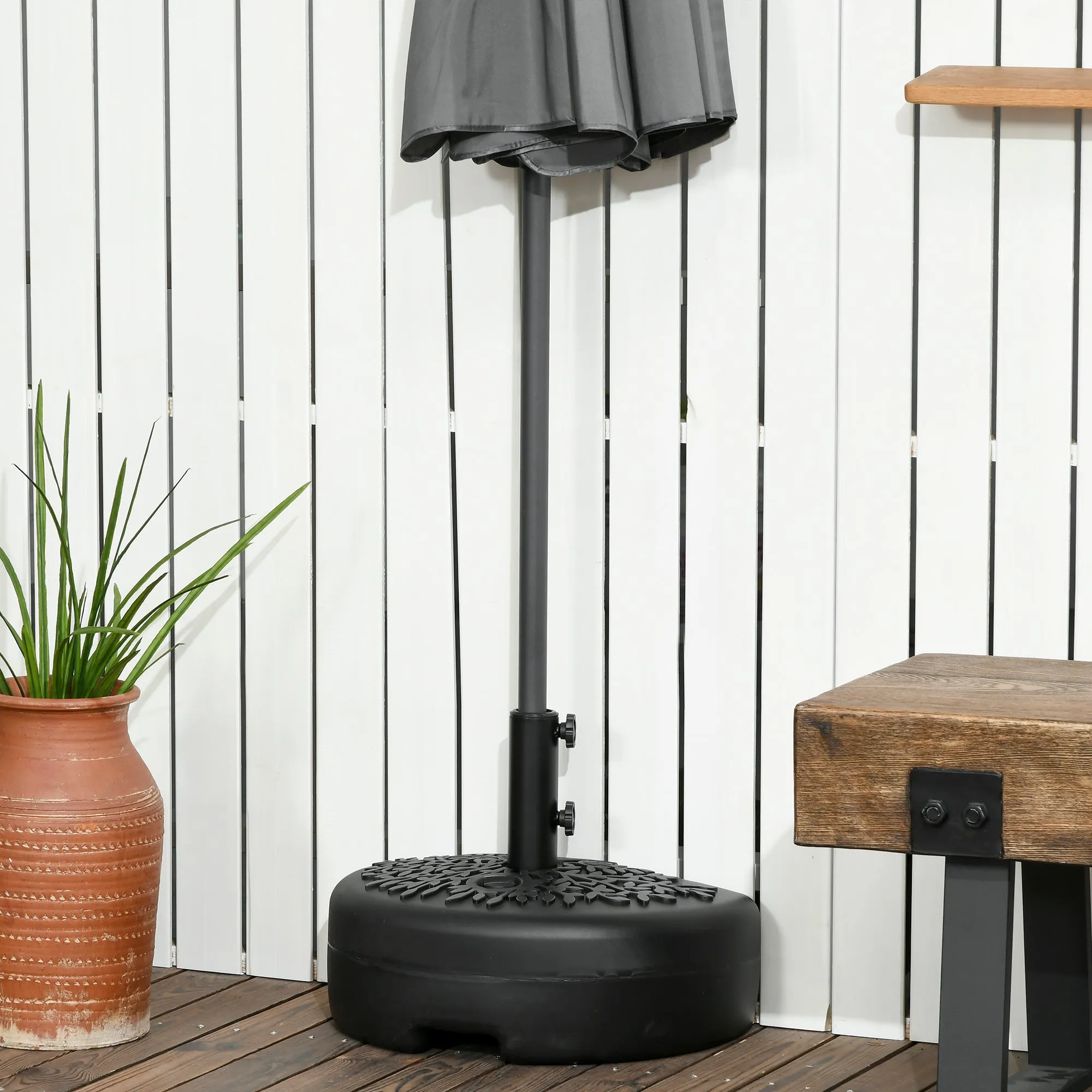 Semi-Circular Umbrella Base Fillable with Sand or Water for 38-48mm Poles, Black - Image 2