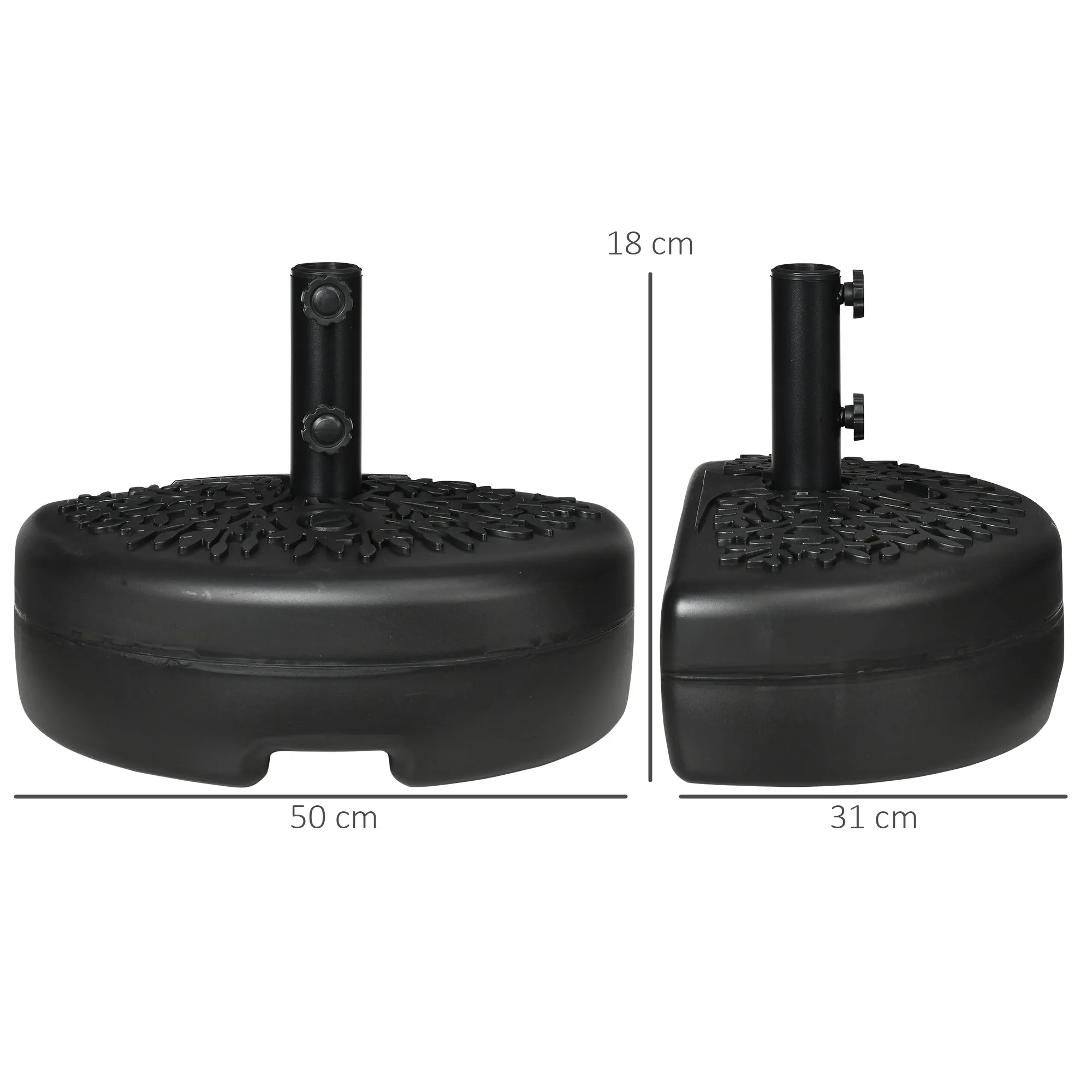 Semi-Circular Umbrella Base Fillable with Sand or Water for 38-48mm Poles, Black - Image 3