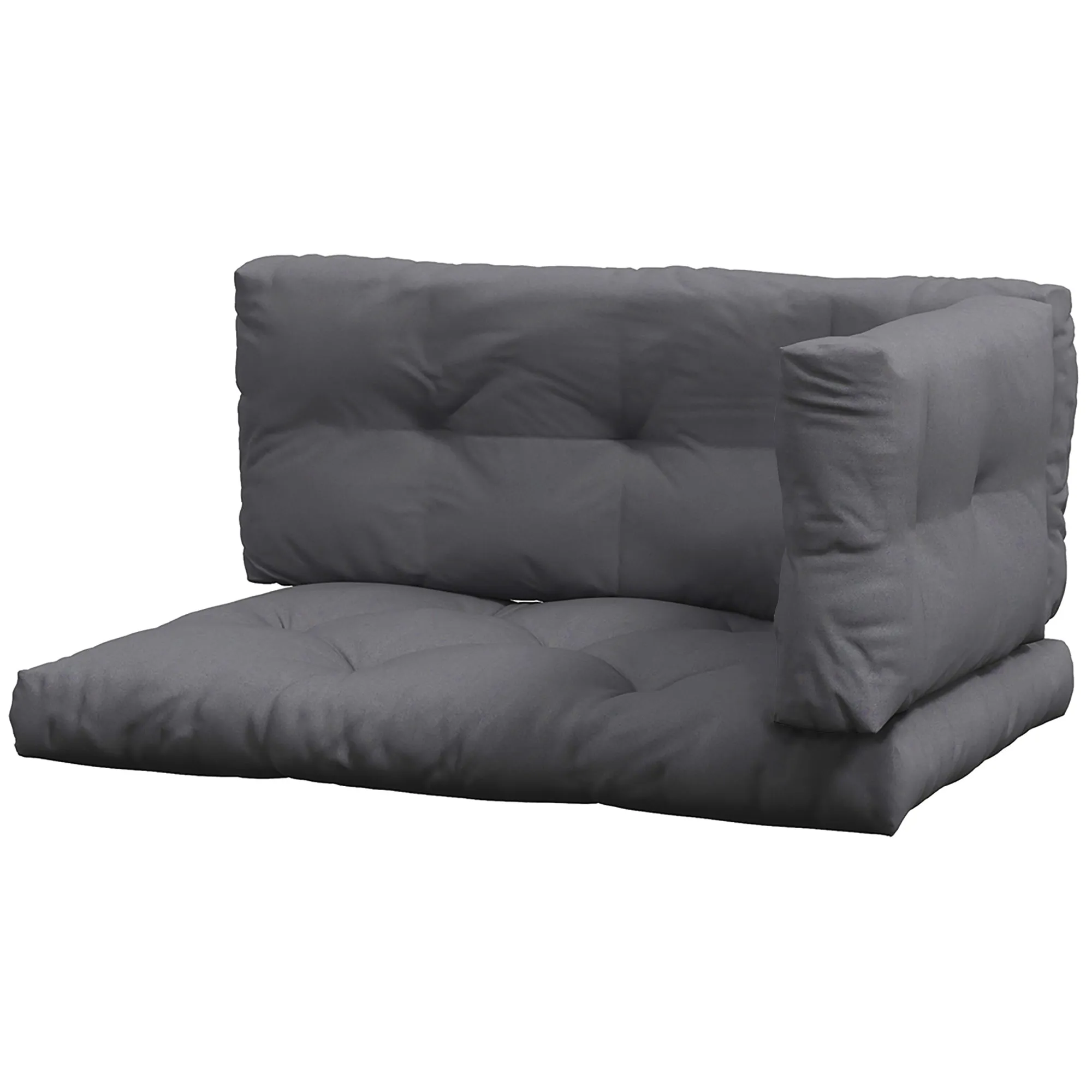 3-Piece Garden Cushion Set for Sofas and Pallets in Polyester with Thick Filling, Charcoal Grey