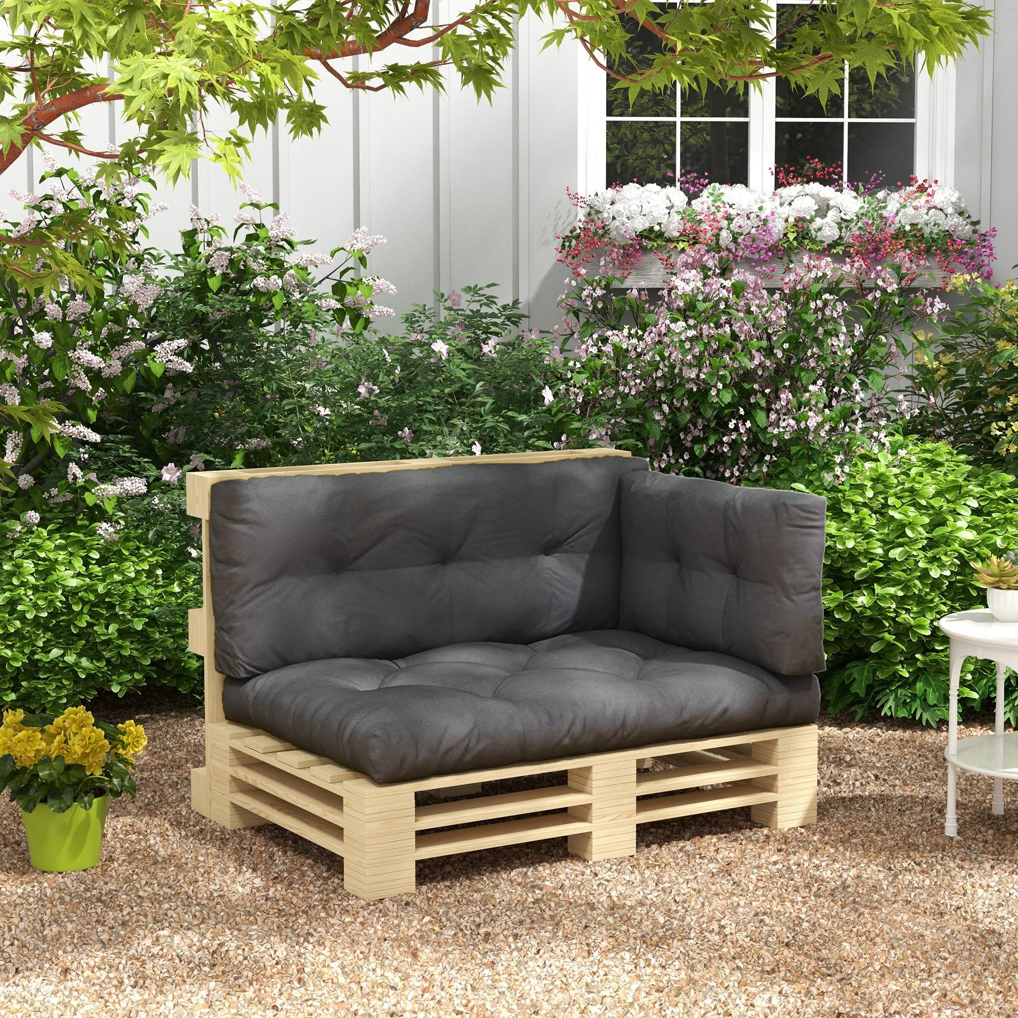 3-Piece Garden Cushion Set for Sofas and Pallets in Polyester with Thick Filling, Charcoal Grey - Image 2