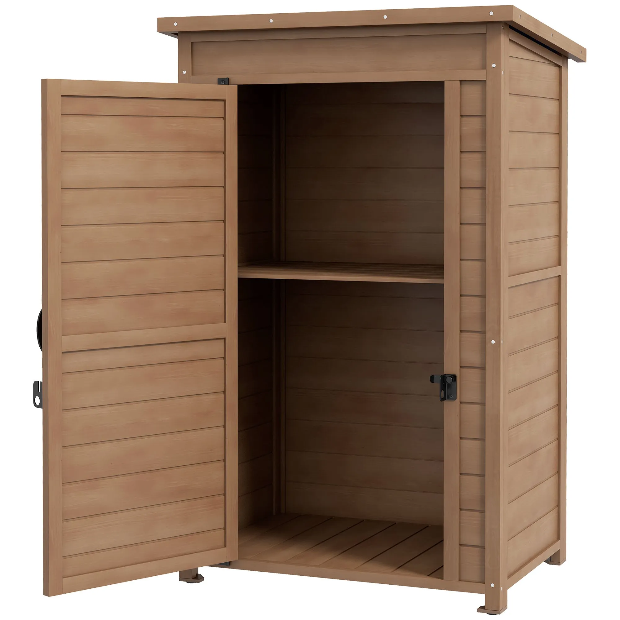 Wooden Garden Cabinet with Adjustable Shelf and Latch, 75x56x117cm, Brown