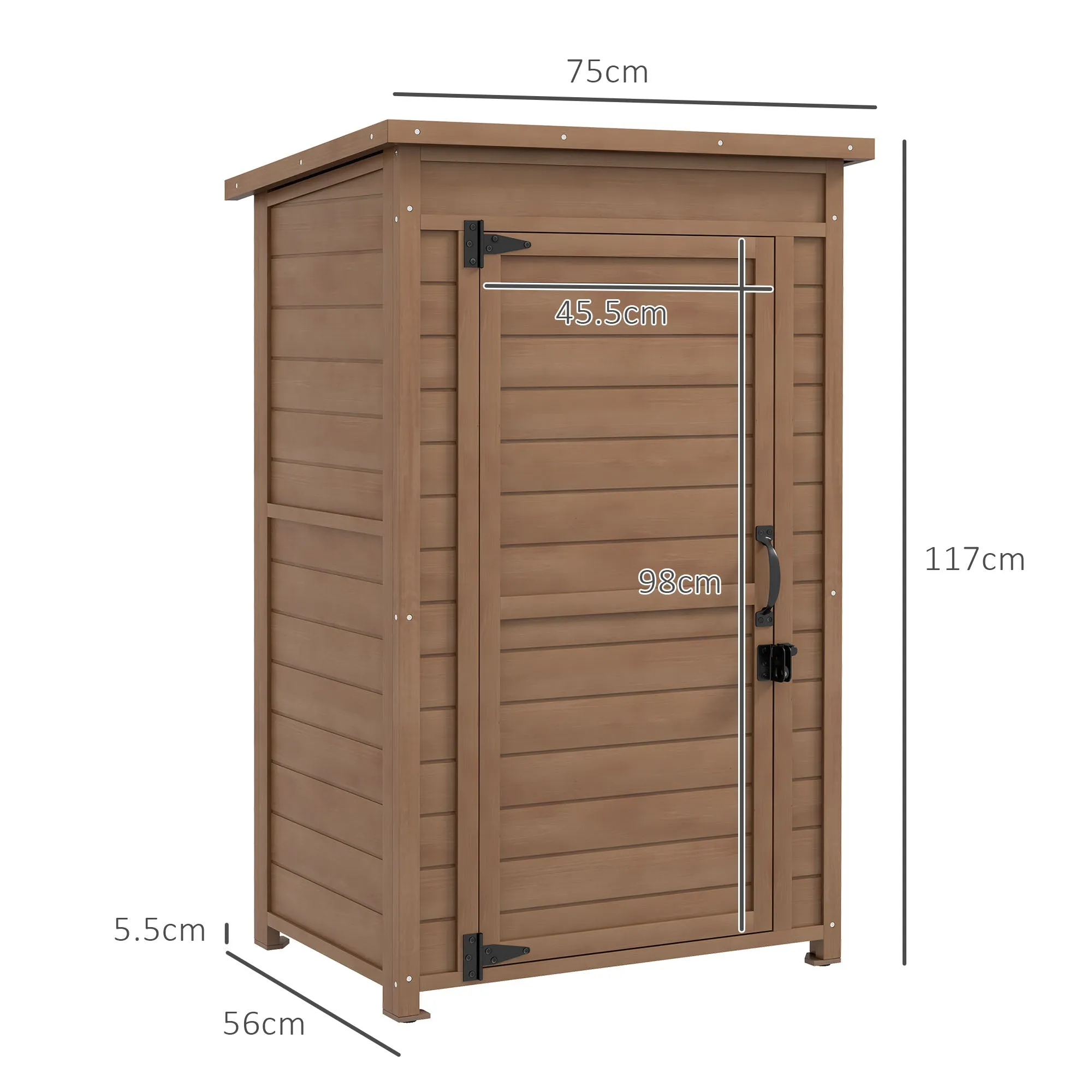 Wooden Garden Cabinet with Adjustable Shelf and Latch, 75x56x117cm, Brown - Image 3
