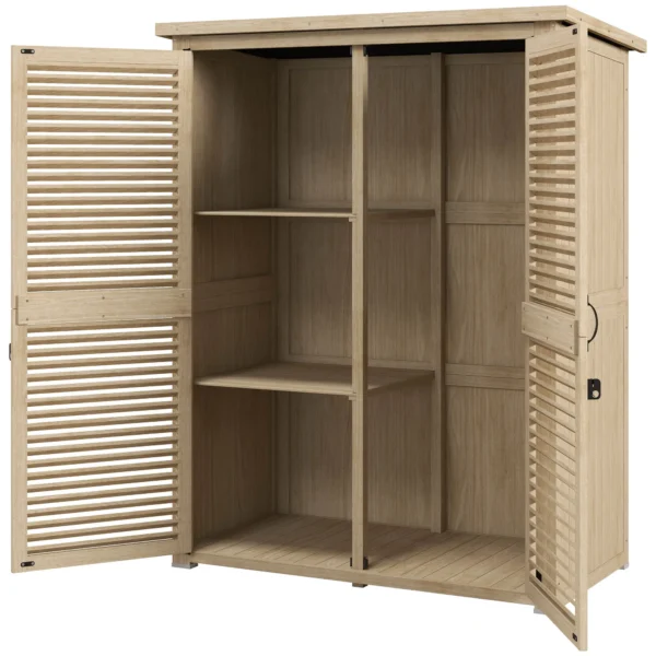 Outdoor Storage Cabinet with Pegs, Fir Wood, 127x65x159.5/168 cm