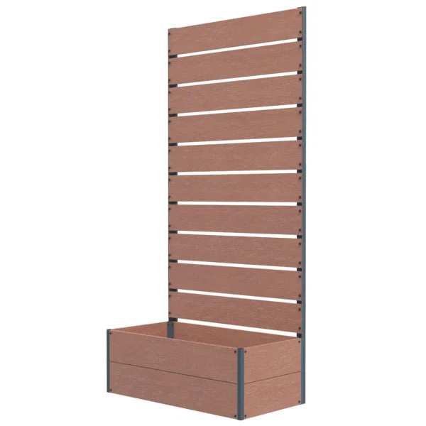 Outdoor Planter with Slatted Trellis for Climbing Plants, 72x38x150cm, Light Brown