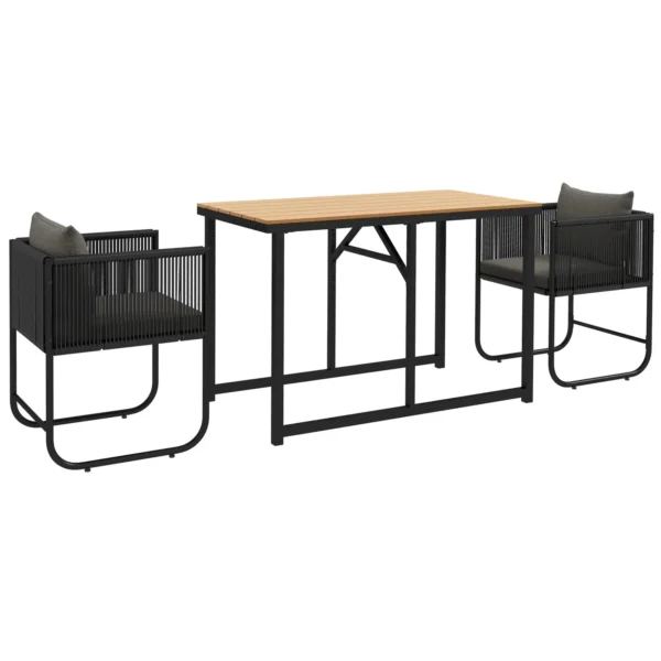 3-Piece Rattan Garden Set with 2 Chairs 50x51.5x67 cm and Table 110x60x75 cm in Composite Wood