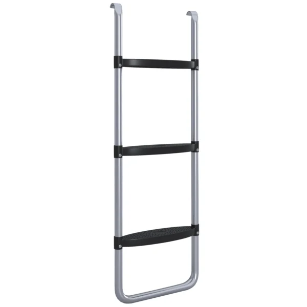 Adjustable 3 or 2 Step Steel Trampoline Ladder, 97x32cm, Silver