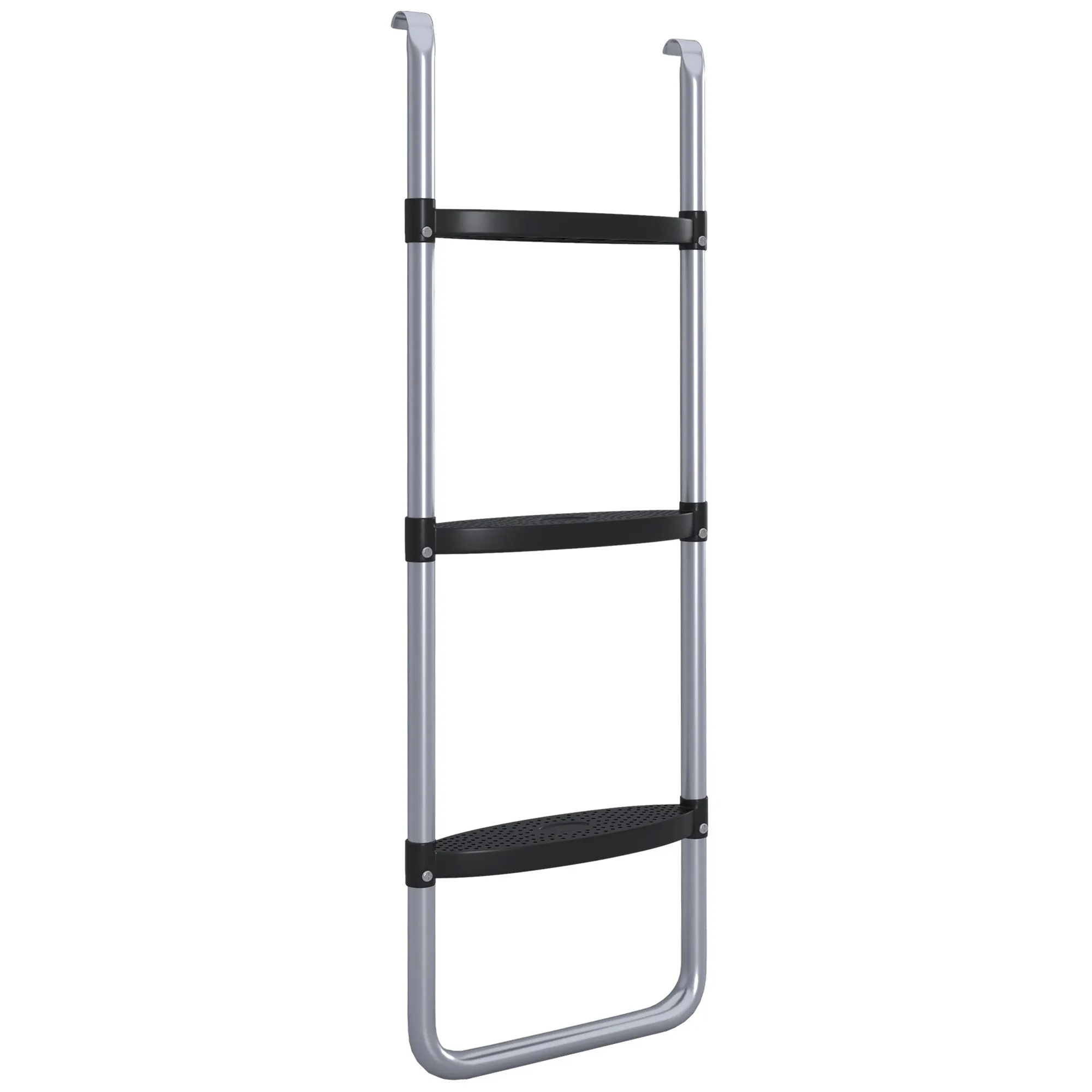 Adjustable 3 or 2 Step Steel Trampoline Ladder, 97x32cm, Silver