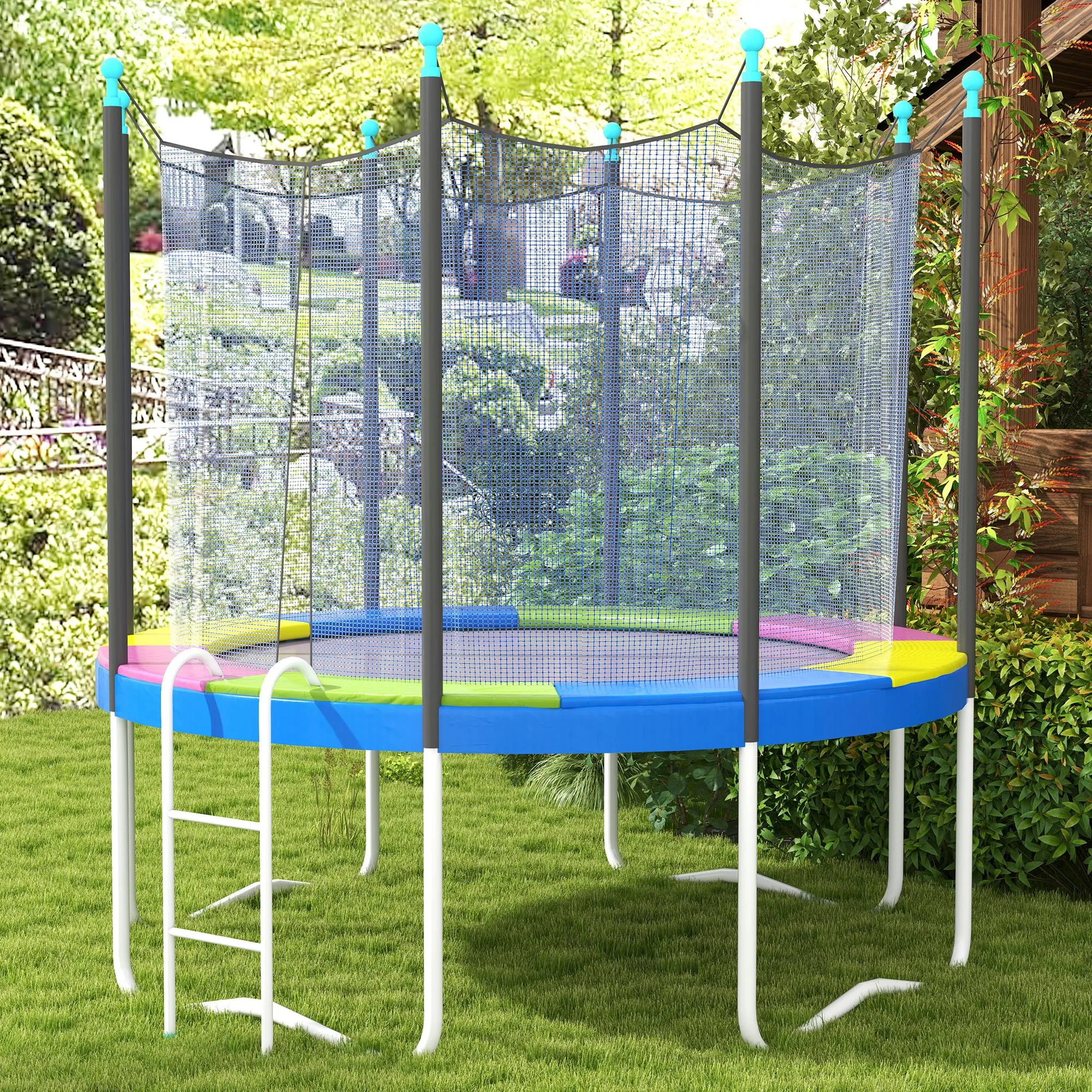 Trampoline Cover Ø305x30 cm Foldable and Portable, in Plastic, PE and Foam, Multicolored - Image 2
