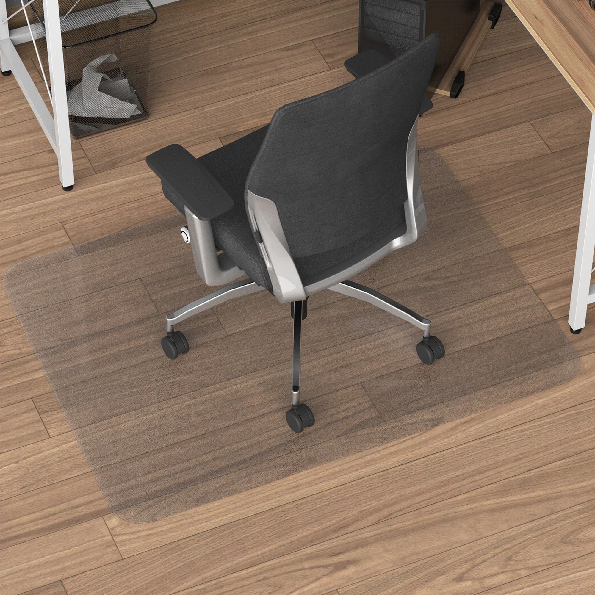 Non-slip floor-saving office chair mat in plastic, 90x120cm, transparent - Image 2