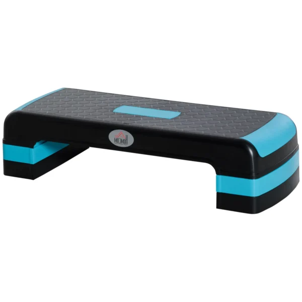 Aerobic Step Fitness Adjustable to 3 Heights 10-15-20 cm in Plastic, Black and Blue