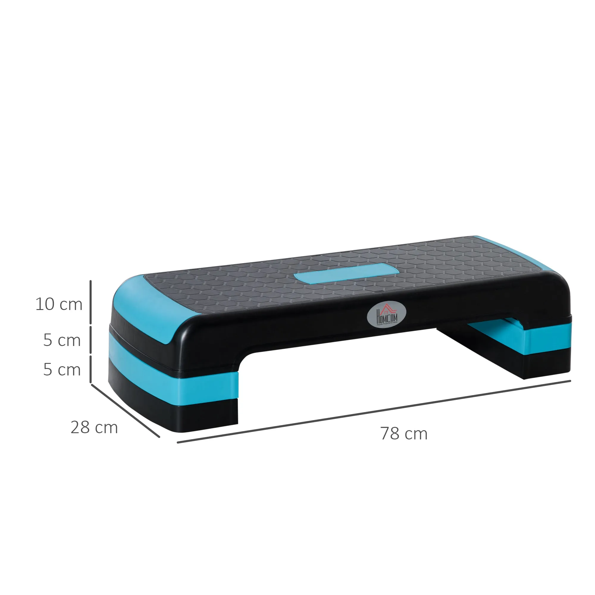 Aerobic Step Fitness Adjustable to 3 Heights 10-15-20 cm in Plastic, Black and Blue - Image 3
