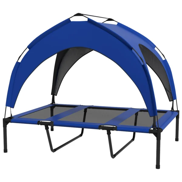 Large Dog Kennel with Protective Roof, in Steel and Polyester, 106x76x94 cm, Dark Blue