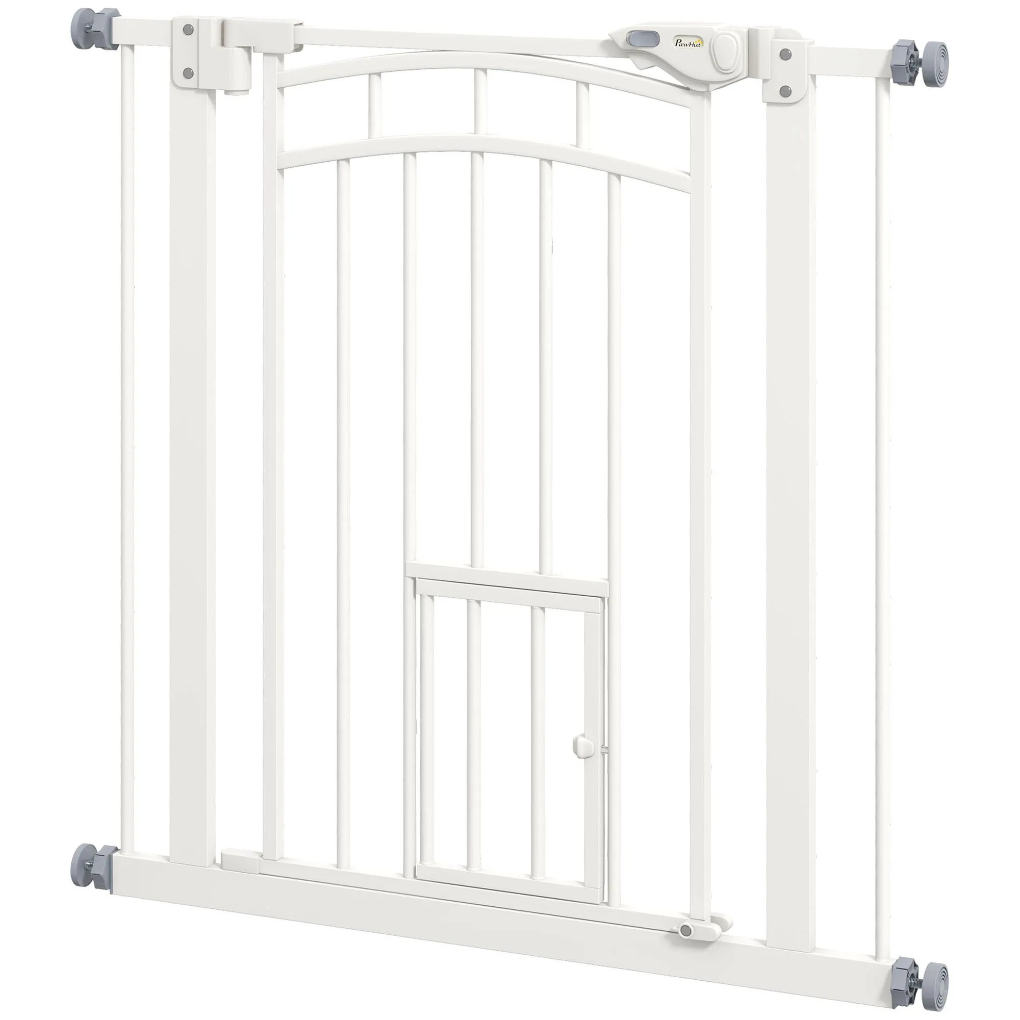 Small and Medium Dog Gate with Automatic Closing, in Steel and PA, 74-80x76 cm, White