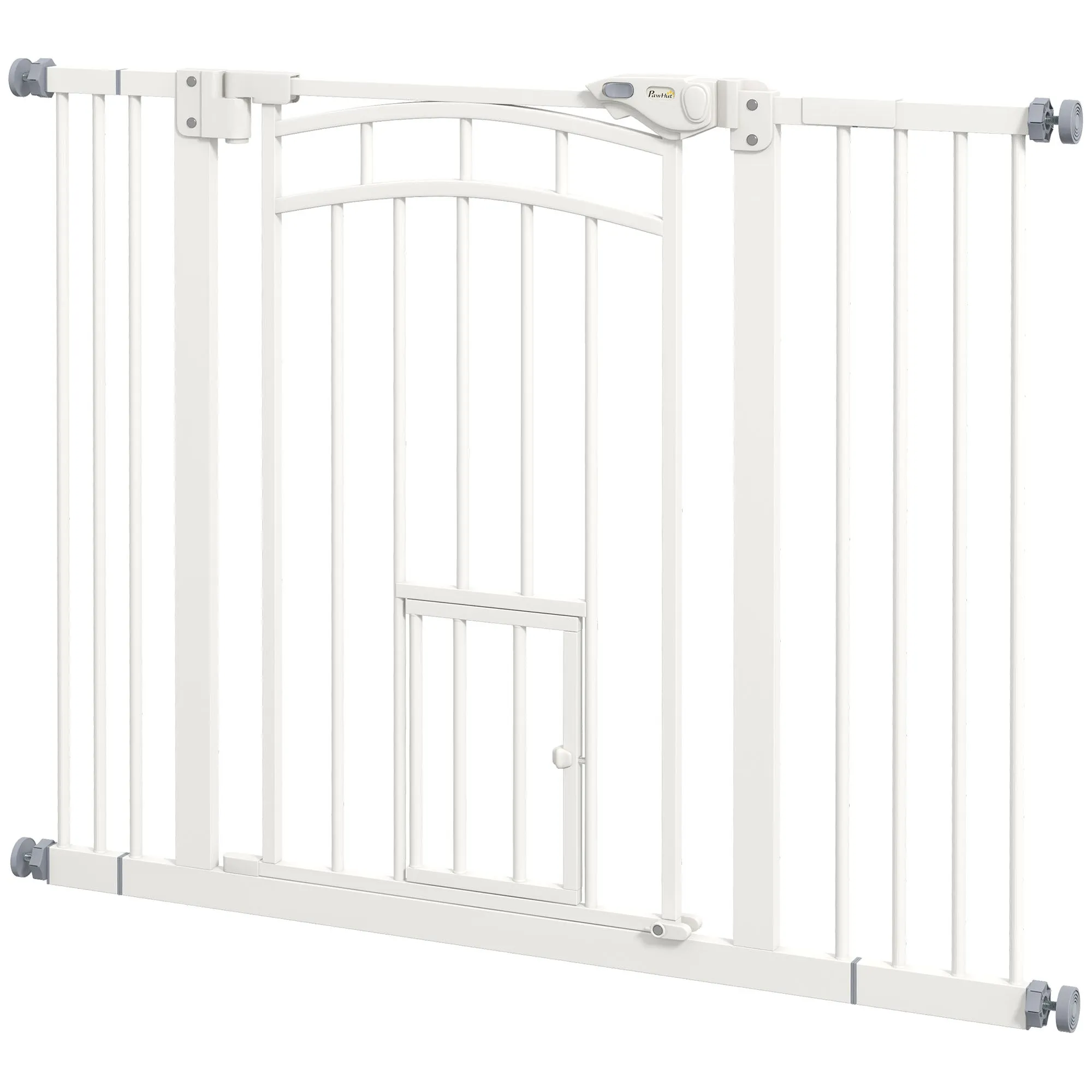 Small and Medium Dog Gate with Automatic Closing, in Steel and PA, 74-100x76 cm, White