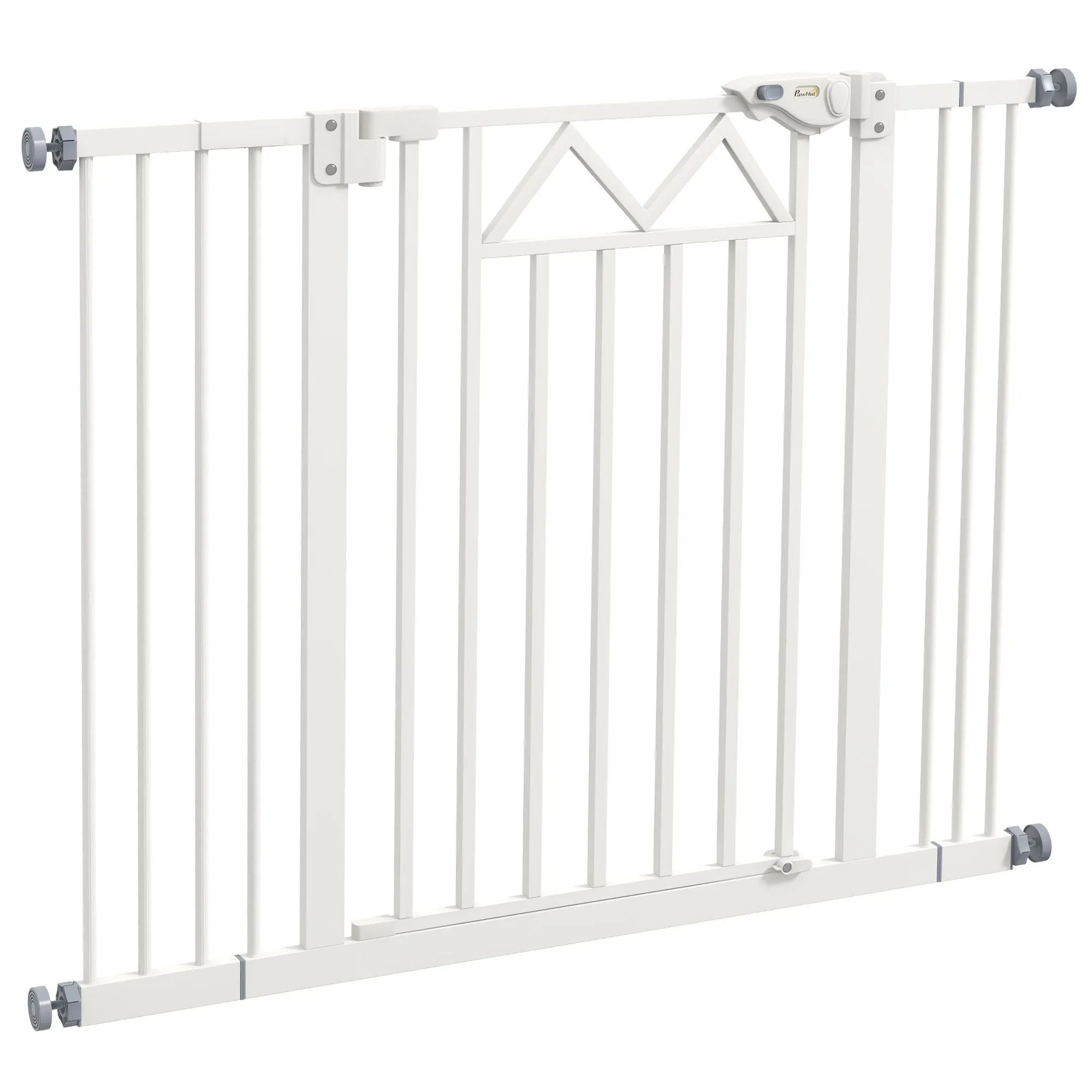 Small and Medium Dog Gate with Automatic Closing, in Steel and PA, 74-100x76 cm, White