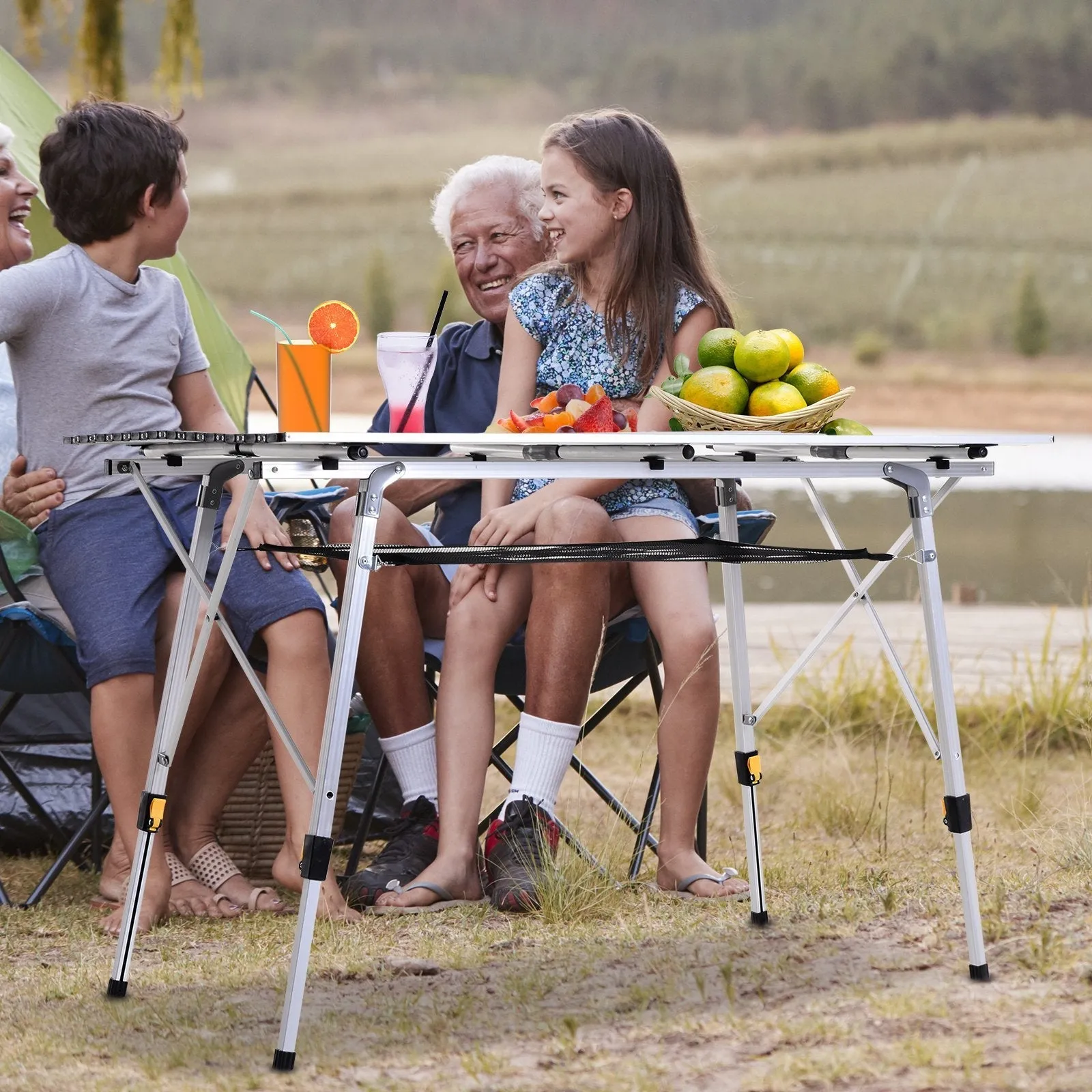 Multifunctional Folding Aluminum Camping Table with Carrying Case and Adjustable Height Holds up to 40kg - Image 2