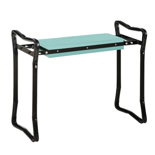 Folding Kneeling Chair with Padded Cushion, in EVA and Steel, 58x28x49 cm, Green and Black