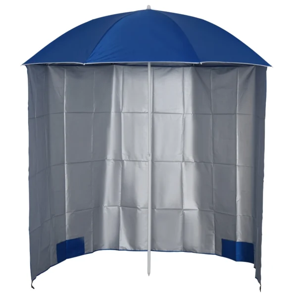 Beach Umbrella with Integrated Awning, in Metal and Polyester, Ø220x220 cm, Blue
