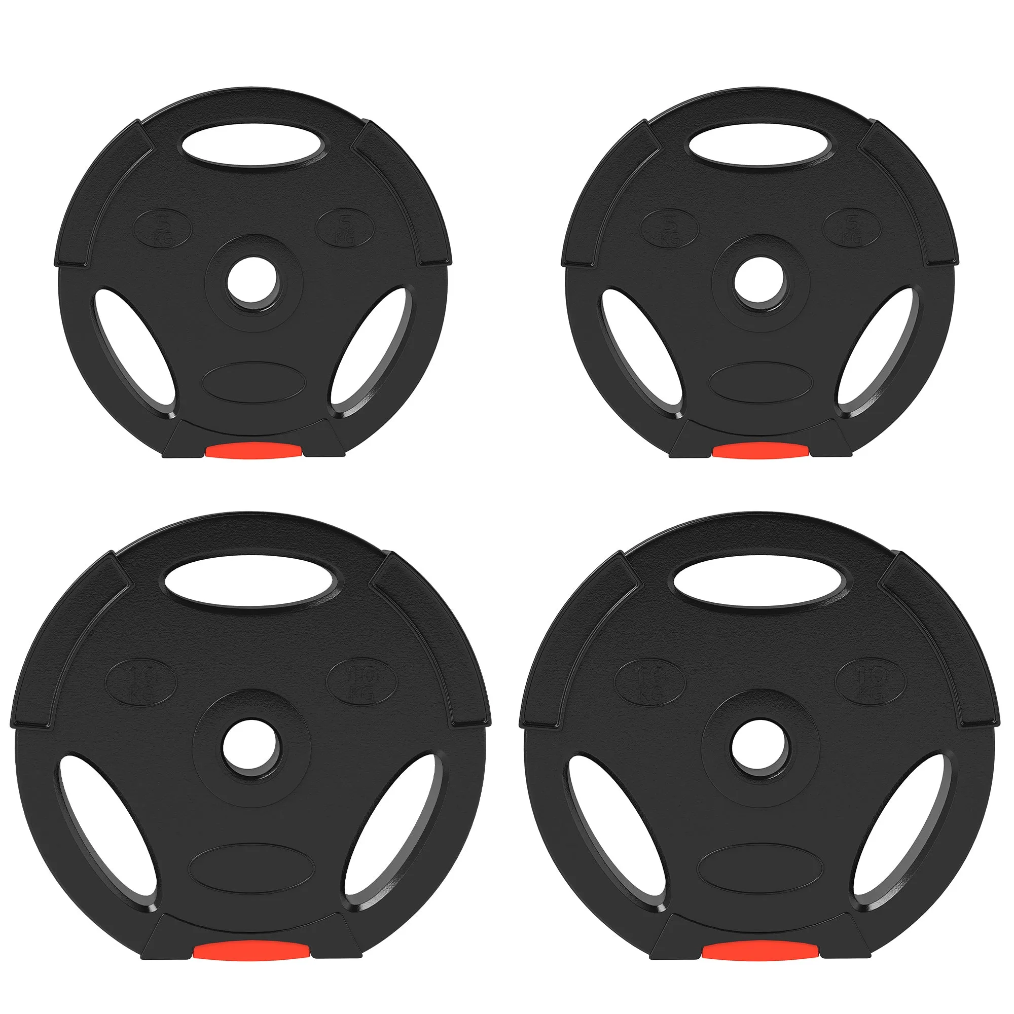 SPORTNOW Weight Kit with 2 10 kg Discs and 2 5 kg Discs in Polypropylene and Sand, Ø34x6 cm and Ø27x4.5 cm, Black