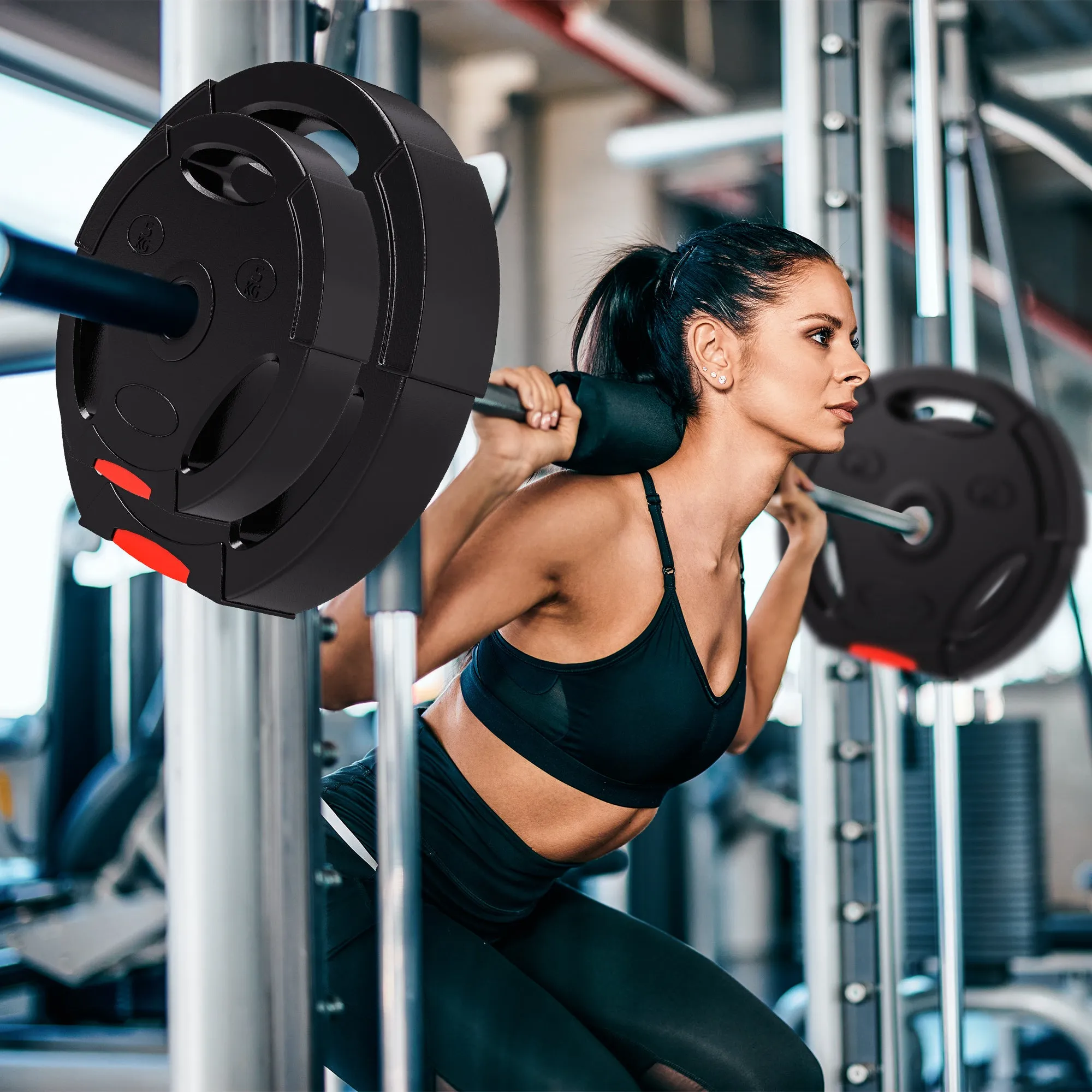 SPORTNOW Weight Kit with 2 10 kg Discs and 2 5 kg Discs in Polypropylene and Sand, Ø34x6 cm and Ø27x4.5 cm, Black - Image 2