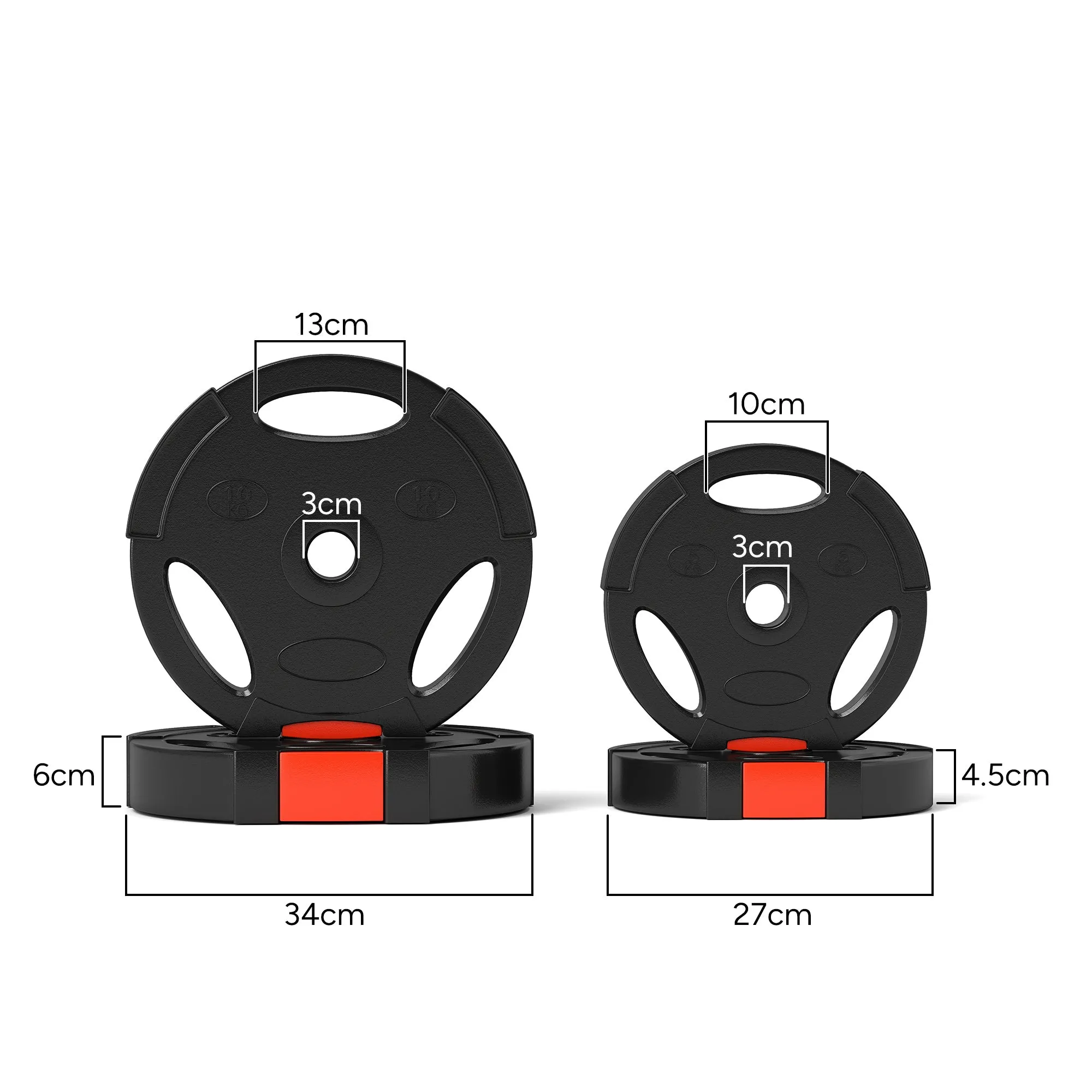 SPORTNOW Weight Kit with 2 10 kg Discs and 2 5 kg Discs in Polypropylene and Sand, Ø34x6 cm and Ø27x4.5 cm, Black - Image 3