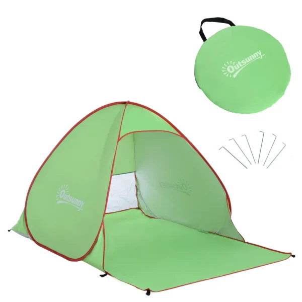 Pop Up Beach Tent with UV 30+ Protection and Transport Bag, 200x150x119 cm, Green