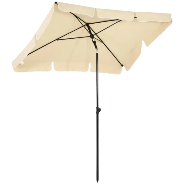 Rectangular and Adjustable Garden Umbrella with Aluminum Pole, 2x1.3x2.5 m, Beige