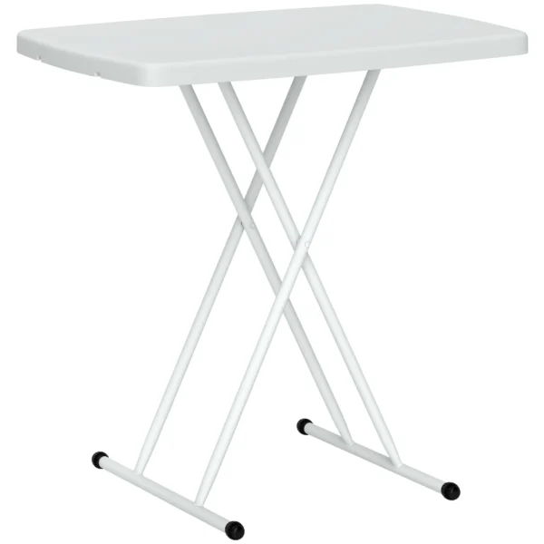 Folding Garden Coffee Table with Adjustable Height, Metal and HDPE, White