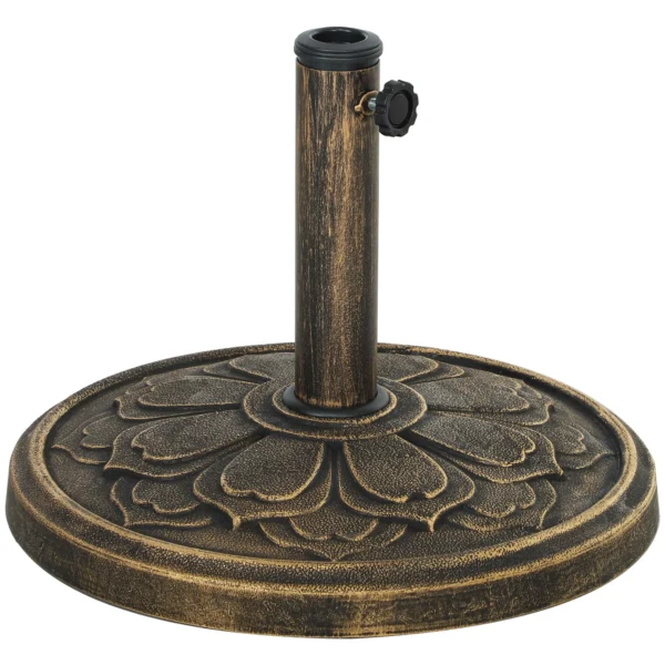 12 kg Umbrella Base with Integrated Crank, in Resin, Metal and Cement, Ø46x33 cm, Bronze