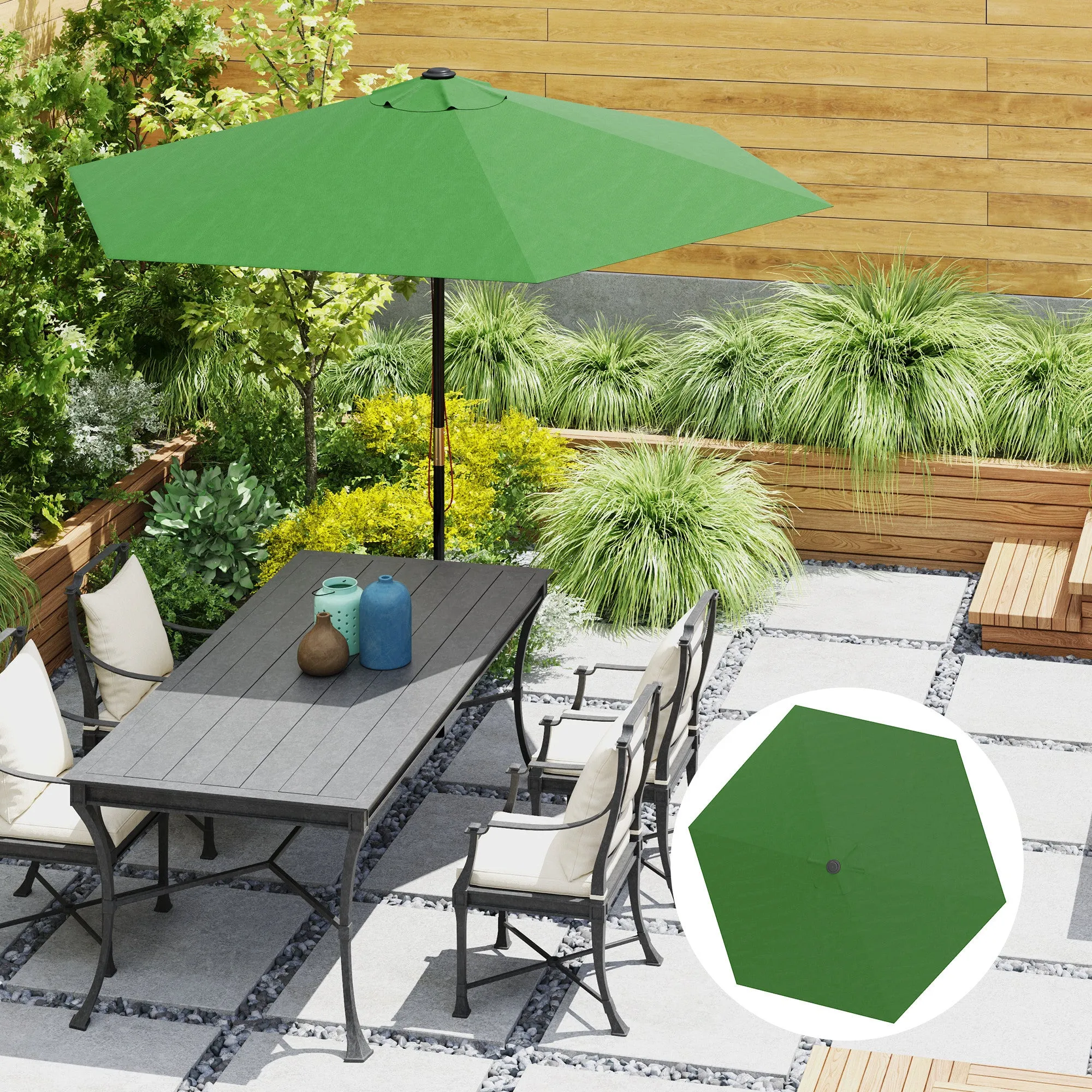 Replacement Canopy for Umbrella Ø3 m with Air Vents for Wooden and Steel Frames, Green - Image 2
