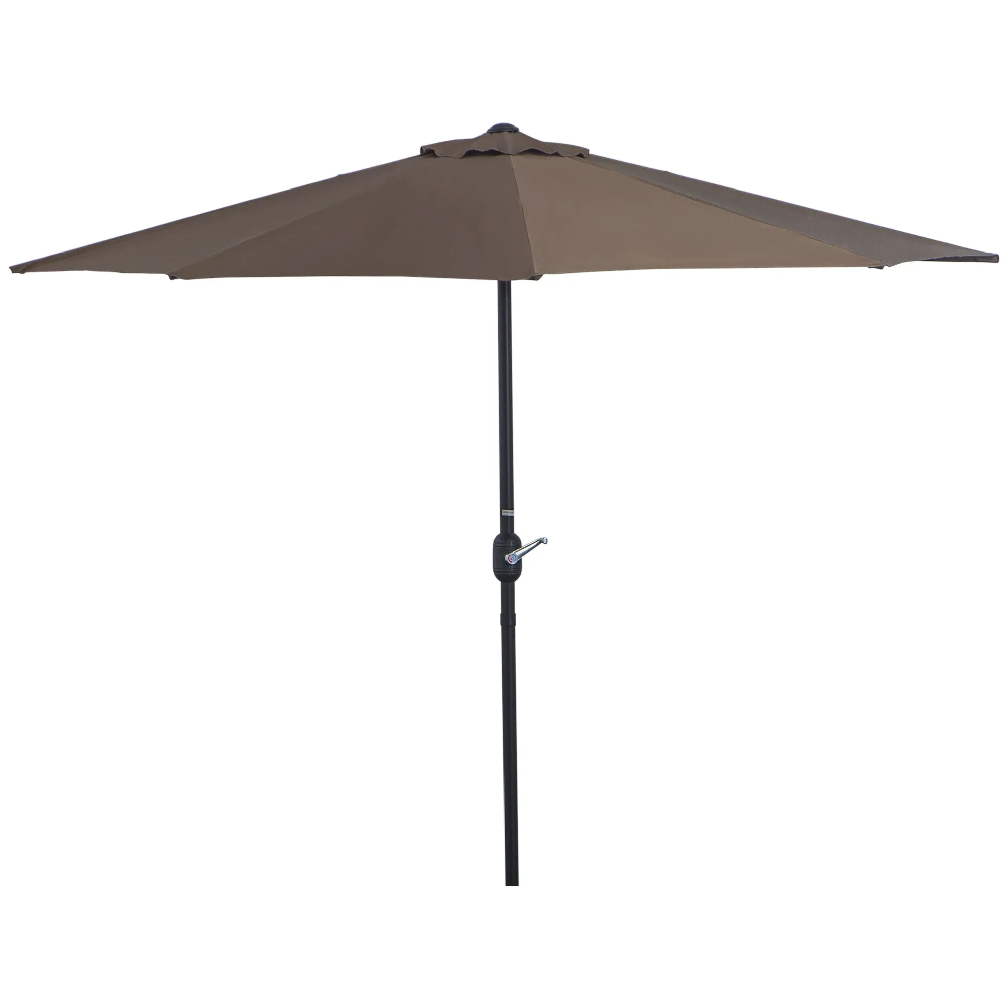 Space-Saving Mezzaluna Wall Umbrella with Crank Opening, Coffee
