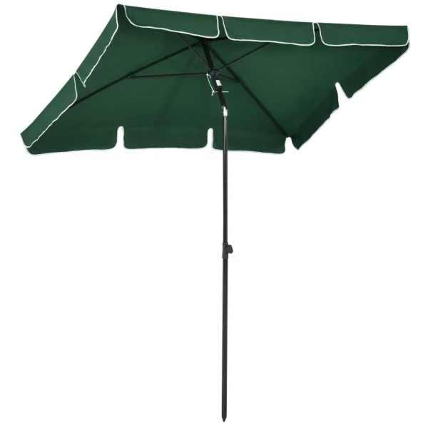 Rectangular Garden Umbrella 2x2.4 m with Adjustable Inclination and Aluminum Pole, Green and Black