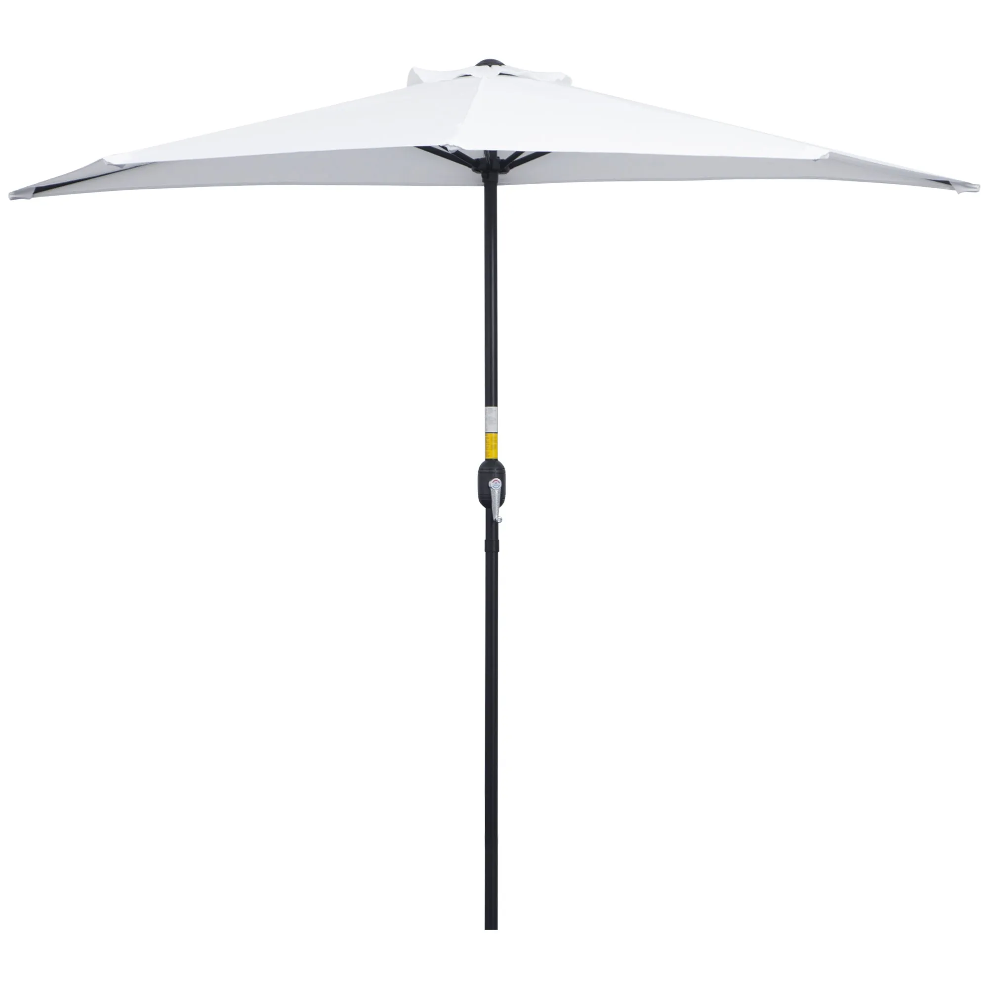 Crescent Moon Terrace Umbrella with Crank Opening and 2-Section Pole, 2.6x1.35 m, White