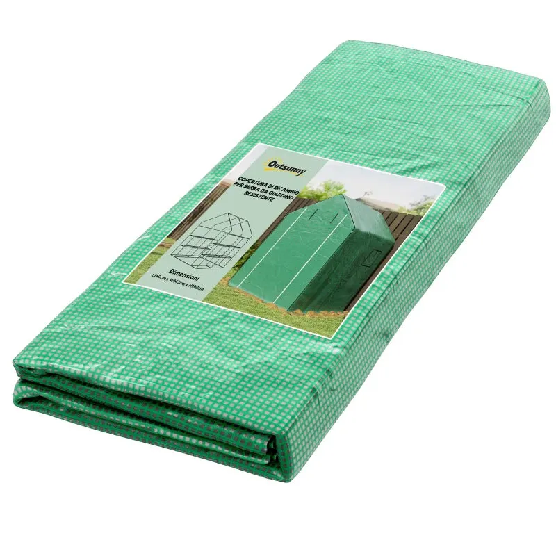 PE Cover for Garden Greenhouse with Hinged Door and Windows, 140x143x190cm, Green (COVER ONLY)
