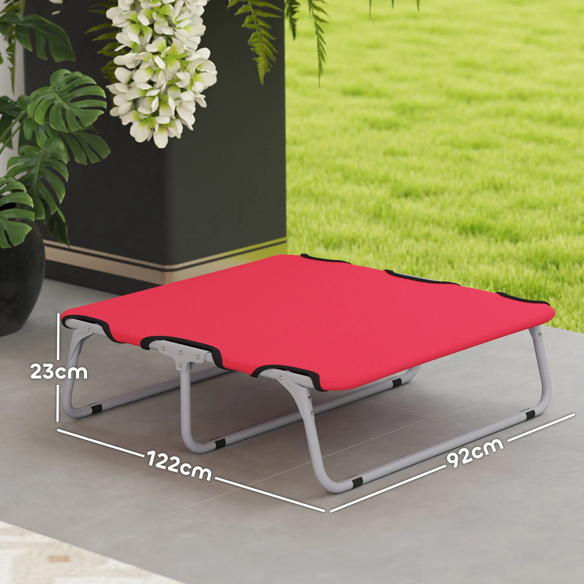 Foldable Bed for Small Dogs for Indoors and Outdoors, Metal and Oxford Fabric, 71x58x20 cm, Red - Image 3