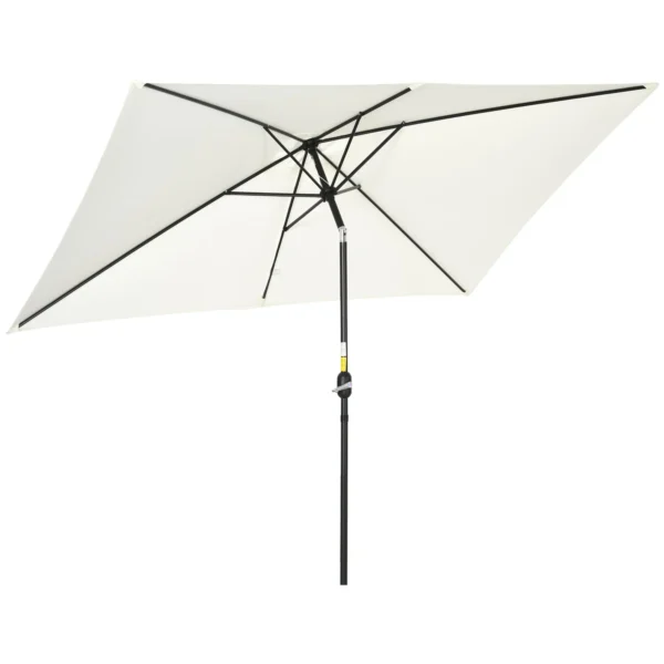 Rectangular Umbrella 2x3 m Foldable and Adjustable with Crank, in Aluminum and Polyester, Cream White